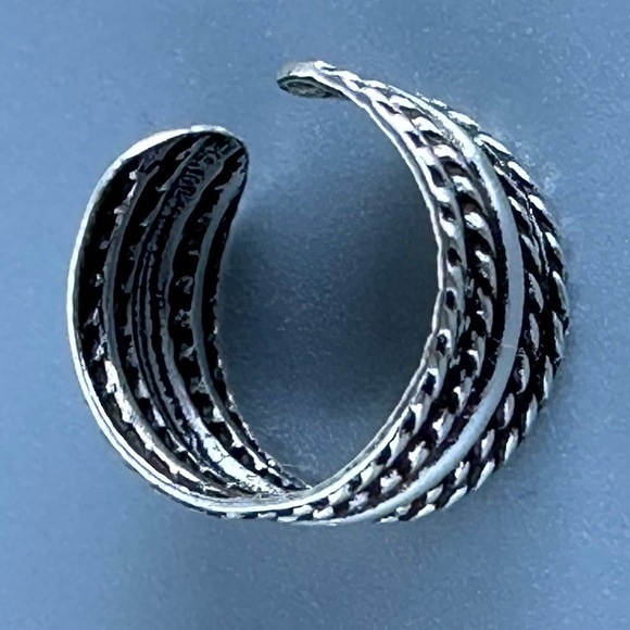 Sterling Silver Simi Wide Textured Ear Cuff - Picture 8 of 14